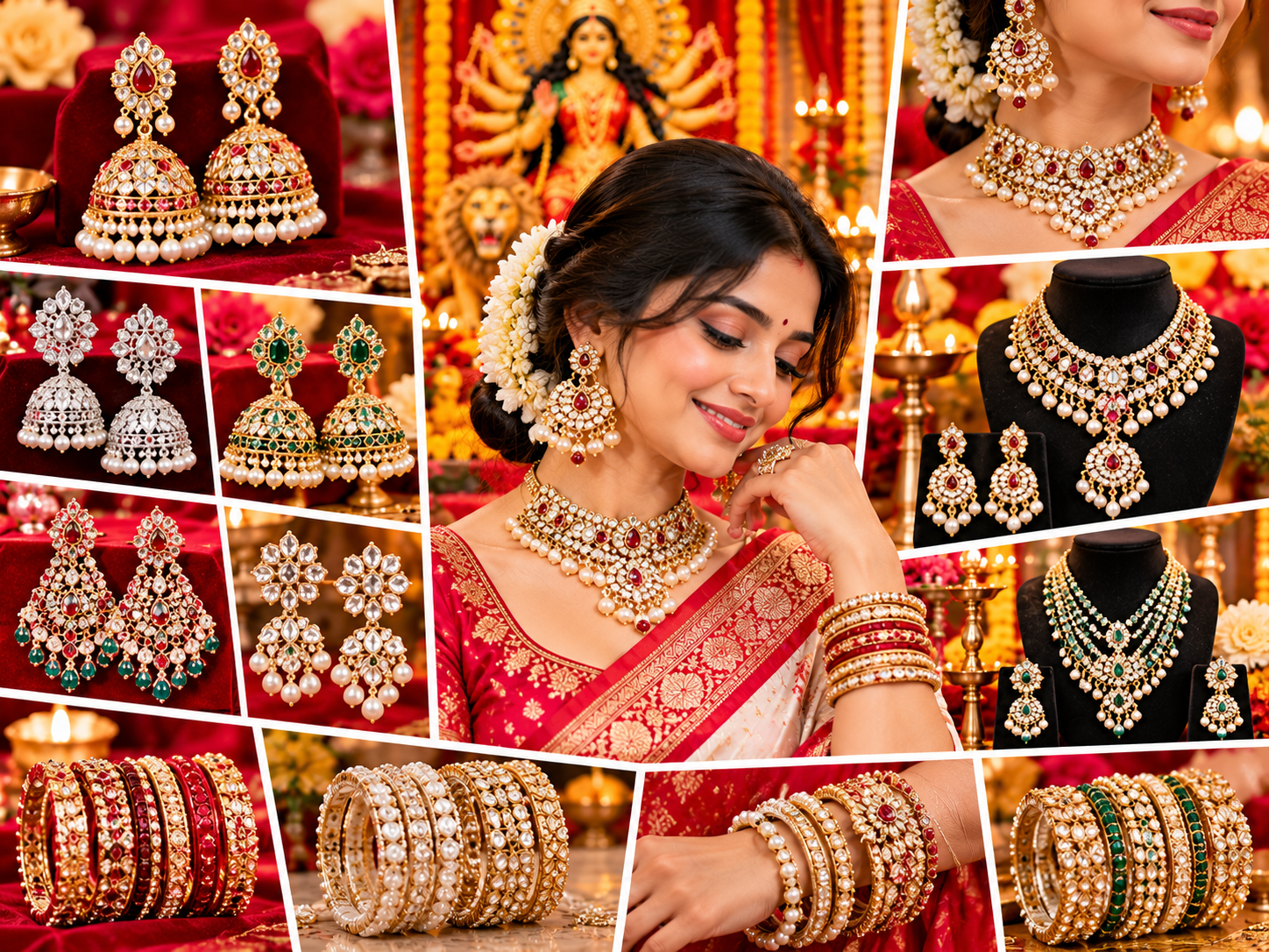 Best Imitation Jewellery for Durga Puja 2026 – Earrings, Bangles & Necklace Sets